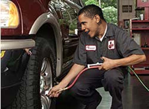 barack filing tire with air